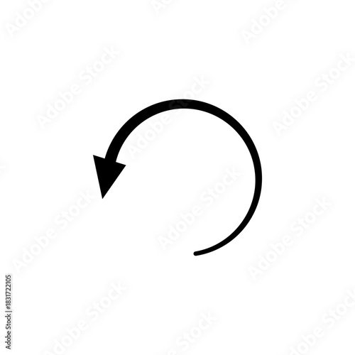 Thin long semi circle arrow. Vector illustration.