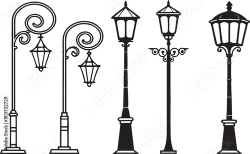 street lamps vector
