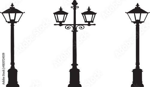 old street lamp on white background