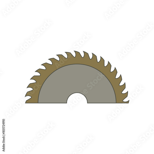 A circular saw blade. Vector logo and icon with half sawblade. Isolated illustration on white background.