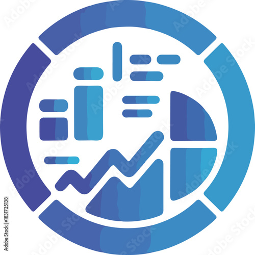 Blue and purple gradient vector composition of interconnected digital forms symbolizing data flow and technological networks
