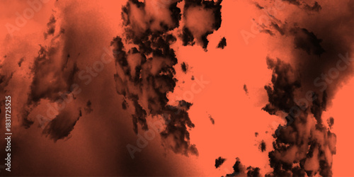 Luxury Cumulonimbus cloud formations on Collection of tropical leaves, foliage plant in black color with space background.  adding depth and atmosphere to your projects, perfect for designers. 