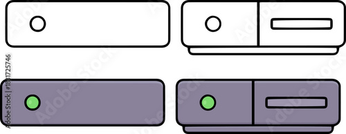 digital router internet connection flat line art vector icon set