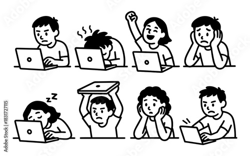 Linear emojis of remote work frustrations and triumphs for digital communication