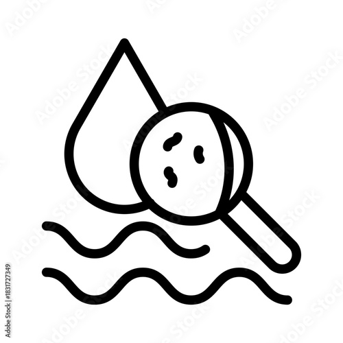 Water Quality Testing Icon Fluid Analysis, Purity, and Magnifying Glass