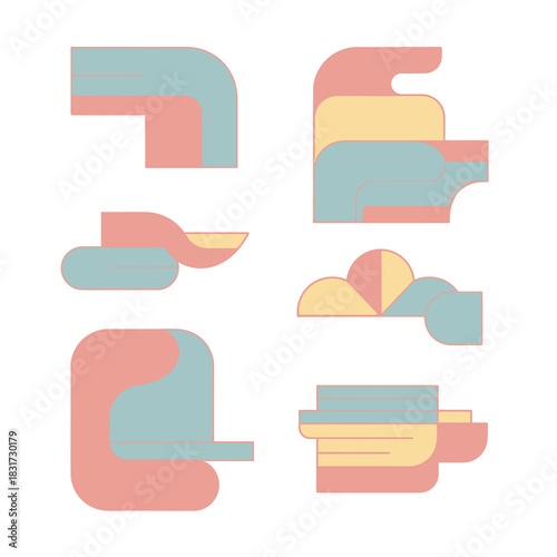 A creative collection of abstract geometric shapes in a minimalist style. Modern flat vector Art elements for graphic design