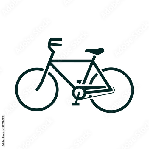 Simple black silhouette of a classic bicycle side view illustration