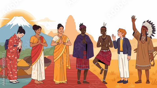 Diverse Cultures Expressing Respect And Greetings Around The World