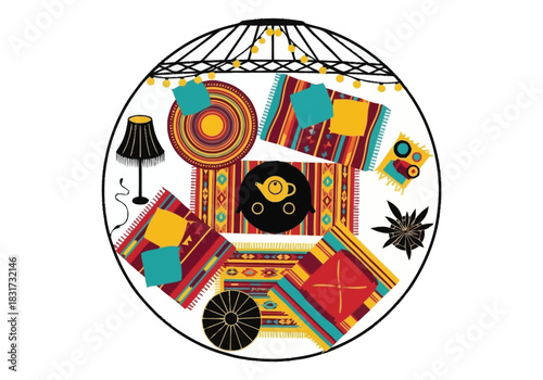 Vibrant Traditional Area Rugs and Decorations in Cozy Indoor Setting furniture icons interior design layout architecture