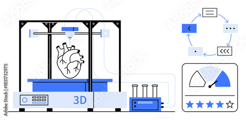 3D printing technology. 3D printing revolutionizes medicine with customized human heart models and innovation. 3D printing enhances healthcare, education, and scientific research. Visuals for medical