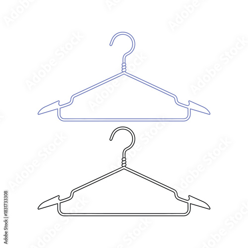 Simple outline of clothing hangers in a linear minimalist style