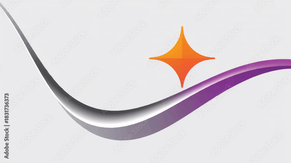 Obraz premium Minimalist corporate logo design featuring a smooth purple white and gray swooshing curved line abstract graphic