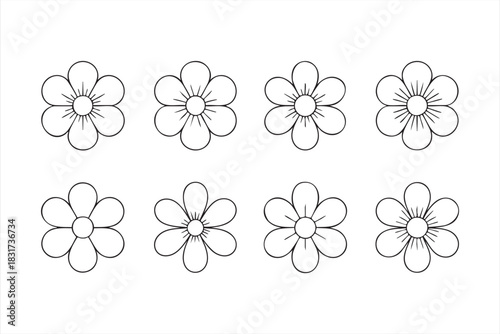 Minimal Flower Outline Graphics for Seasonal Decor and Garden-Themed Designs