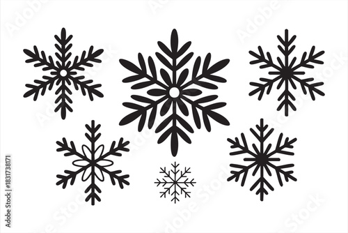 Snowflake Line Icons for Holiday Layouts, Winter Graphics, and Seasonal UI