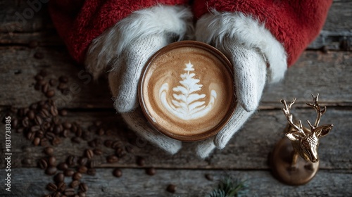 Christmas Coffee with Festive Latte Art