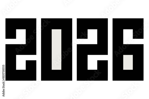 Minimalist Black and White 2026 Geometric Typography Design