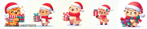 cute camel character vector in Christmas costume