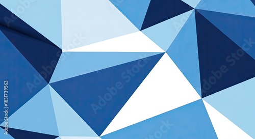 Abstract geometric background with blue and white triangles creating a modern and dynamic pattern, ideal for wallpapers, presentations, and graphic designs