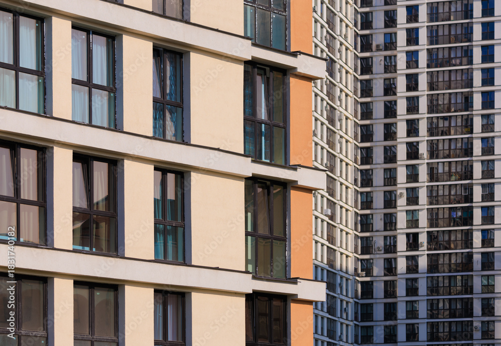 Fototapeta premium Cityscape, modern buildings on a summer day