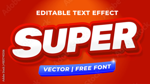 Dynamic red and white 3D text effect with strong shadows and vibrant color contrast, ideal for energetic titles, promotions, and graphic projects.