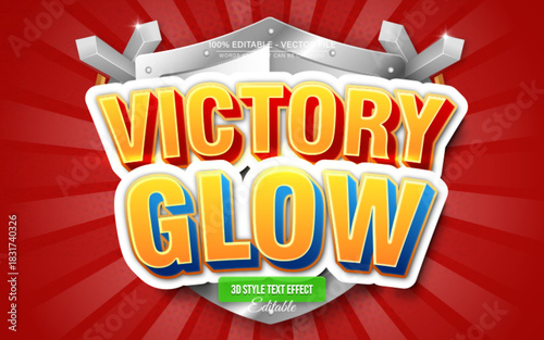 Victory Glow Cartoon 3D Text Effect Editable
