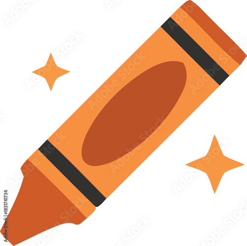 Isolated vector illustration of a fresh orange pencil designed as a healthy cartoon carrot with a green leaf and root on a white background for organic food and nature nutrition concepts