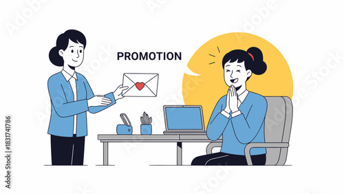 Cheerful Recipient Receives A Promotion Letter With Expressed Enthusiasm