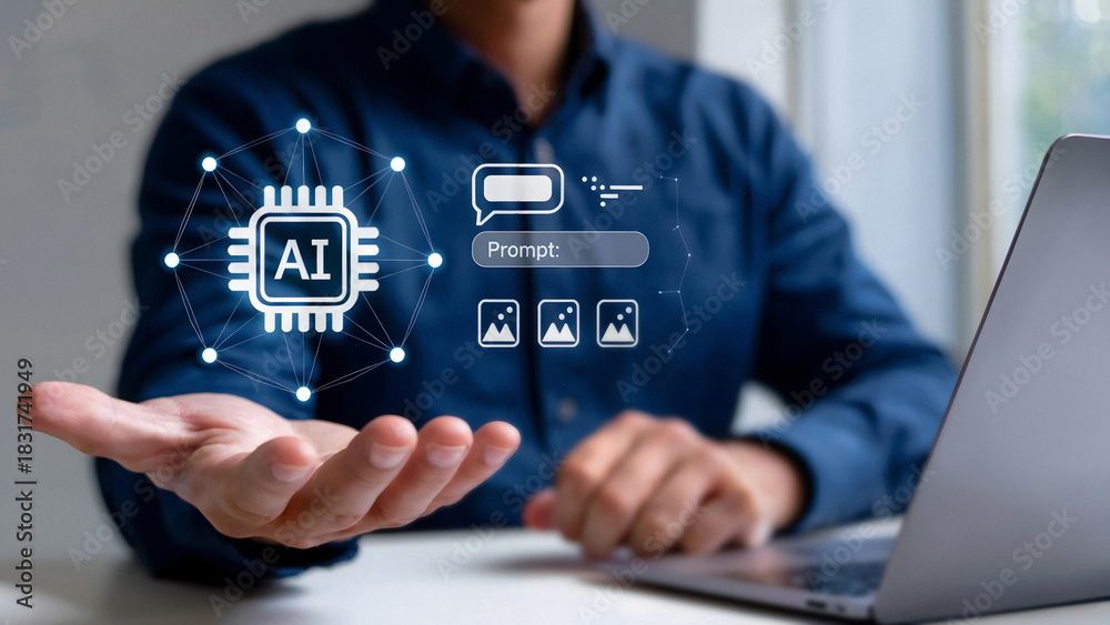 Naklejka premium Experience the power of artificial intelligence with generative AI prompts for innovative solutions today