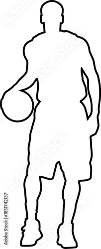 Basketball player with ball outline silhouette.
