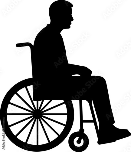Man on a wheelchair black silhouette.