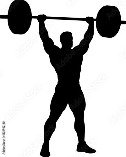 Illustration of a weightlifter athlete black silhouette.