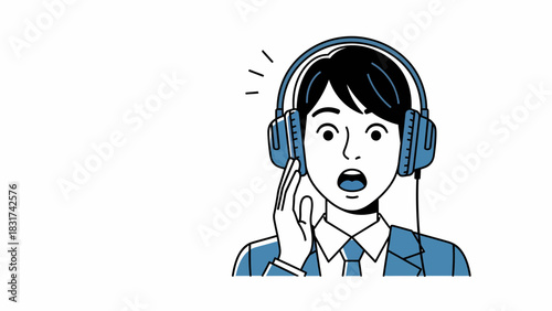 Surprised Man With Headphones Listening To Music Vector Illustration
