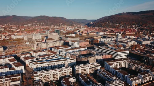 Wallpaper Mural Infrastructure and Innovation: Detailed Aerial Shot of the Bahnstadt Bridge and the High-Rise Passive House Architecture in Heidelberg. Torontodigital.ca