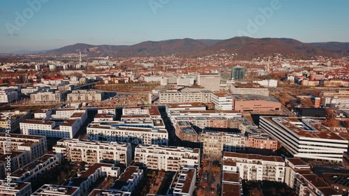 Wallpaper Mural Infrastructure and Innovation: Detailed Aerial Shot of the Bahnstadt Bridge and the High-Rise Passive House Architecture in Heidelberg. Torontodigital.ca