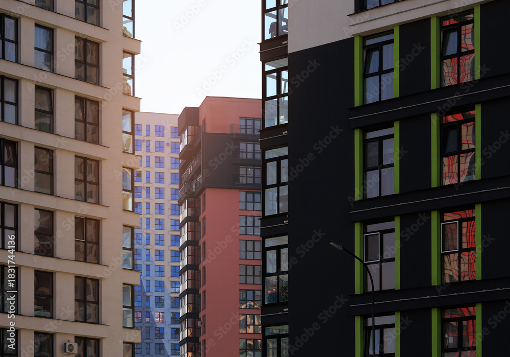 Fototapeta premium Cityscape, modern buildings on a summer day