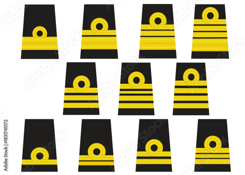 Galons de passant d'épaule de la marine belge : officiers généraux, supérieurs, subalternes