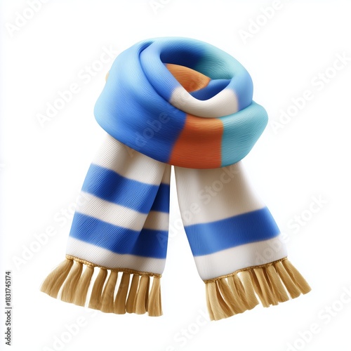 Colorful striped scarf design studio setting fashion product textile material close-up perspective trendy accessory