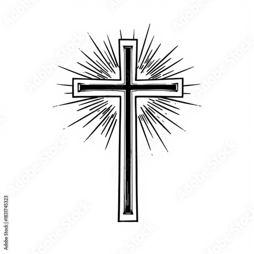 Symbol of Hope: An iconic black cross radiates hope, faith, and spirituality, its silhouette evokes deep reflection and reverence.