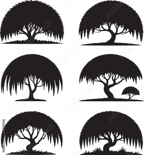 Silhouette Tree Vector Graphics Collection Forest Nature and Park Elements