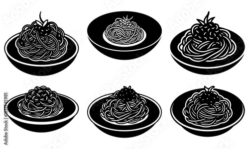 Delightful spaghetti illustration, perfect for Italian restaurant menus and food blogs, vector design creates clean, scalable visuals for dynamic marketing