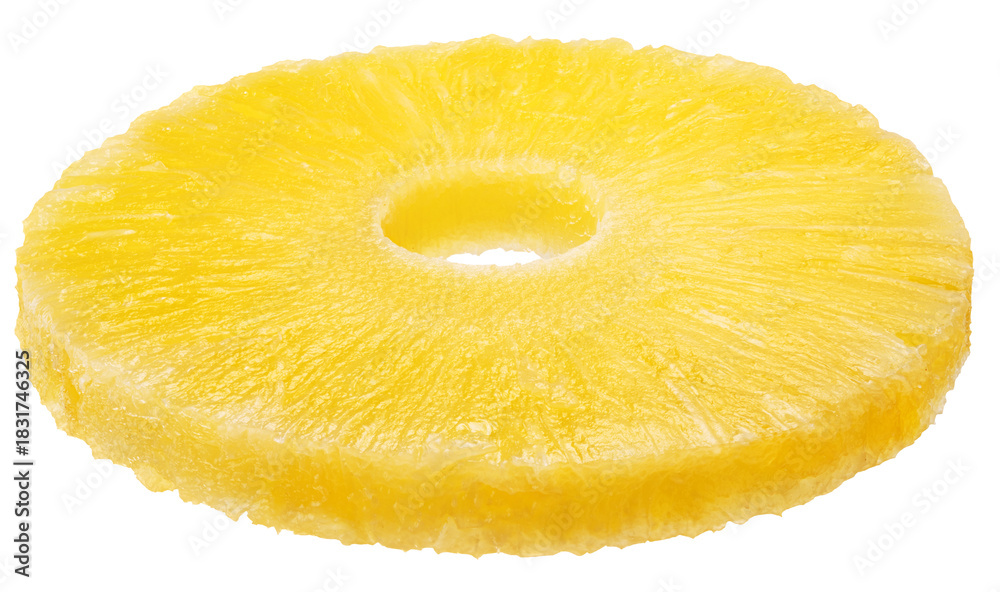 Naklejka premium Pineapple ring on a white background. File contains clipping paths.