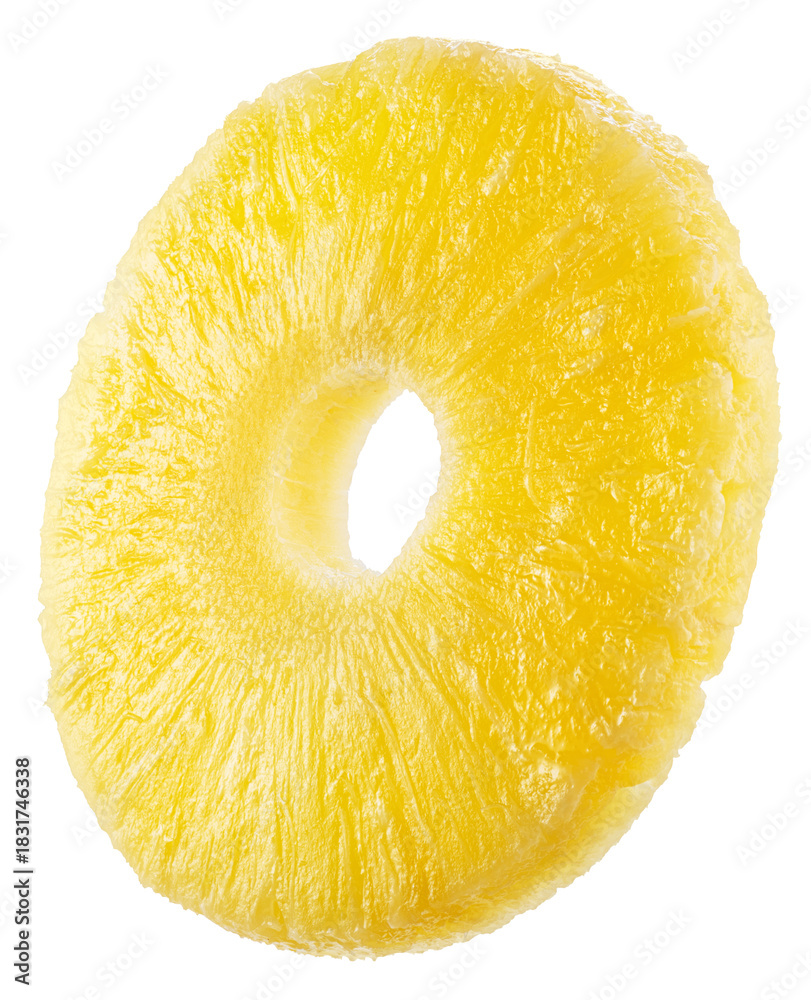 Naklejka premium Pineapple ring on a white background. File contains clipping paths.