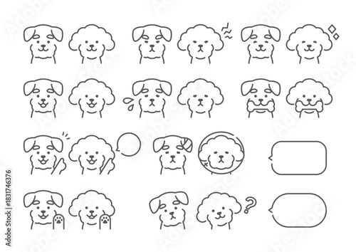 トイプードルとシュナウザー　表情イラスト	