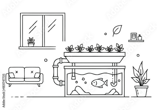 Innovative Aquaponic System for Indoor Greening and Food Production furniture icons interior design layout architecture