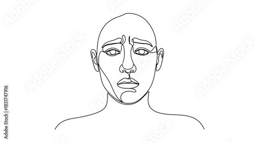 Continuous line drawing of a sad person expressing deep emotions with minimalist design