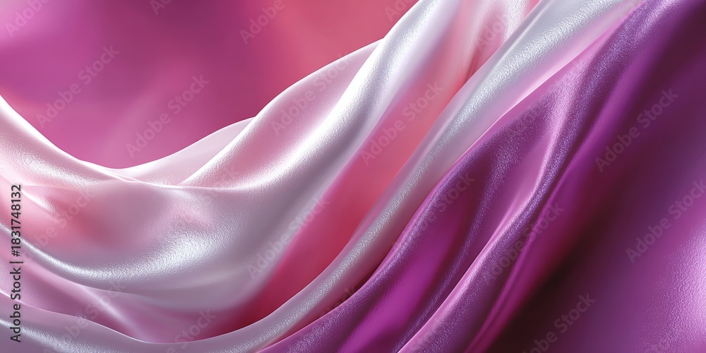 Obraz premium Dynamic Amethyst Waves and Lavender Hues Enchanting Silk Fabric Swirls in Soft Gradient Fluidity
