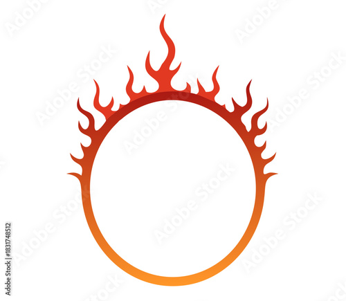 Fire circle, Ring of fire flame, fire flames sign illustration isolated