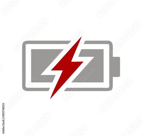 Battery charging flat icon. charge symbol. Simple, flat design for web or mobile app. Status. Battery icon. Electric battery vector