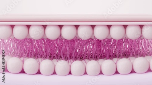 Pink Serum Absorption Stimulates Collagen and Elastin for Sagging Skin Repair. 3D rendering