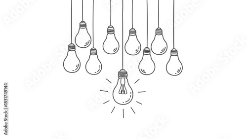 Creative conceptual illustration showing a bright idea concept with light bulbs